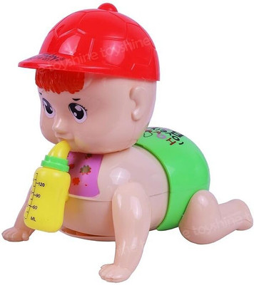 Nabhu Enterprises Cute Crawling Baby | Dazzling Lights & Dynamic Sound Musical Interactive Toy(Multicolor)