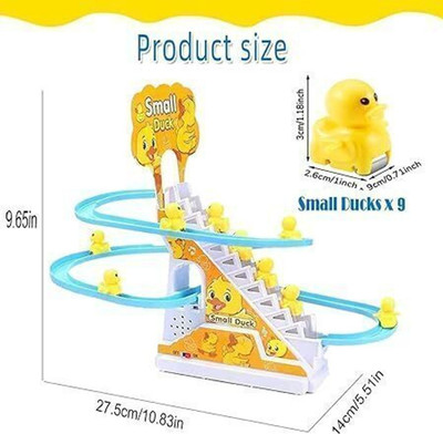 QBOND Little Lovely Duck Slide Escalator Toy with Lights and Music(Yellow)