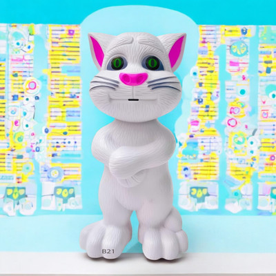 Mahi Zone Talking Tom Cat Toy For Kids Intelligent Speaking Repeats & Music_M723(White)