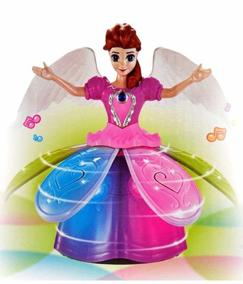 Kid Kraze Musical Angel Princess Toy Doll 360° Rotation Feature & 3D LED Lights_A328(Multicolor)