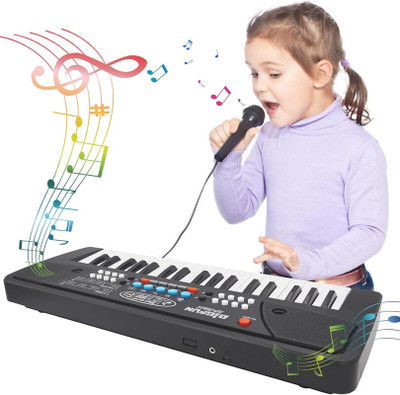 BIGFUN The 37 Key Piano Keyboard Toy with Recording, Mic and USB Cable for Power-84(Black)