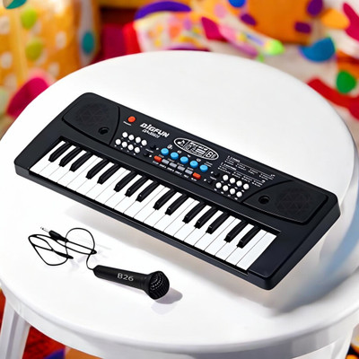 Kid Kraze 37-Key Musical Piano Keyboard with Microphone Songs Recording for Kids_L361(Black)