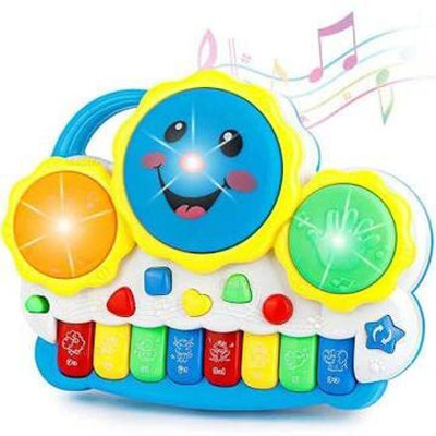 KTTRADEERS DRUM KEYBOARD MUSICAL PIANO TOY WITH FLASHING LIGHTS(Multicolor)