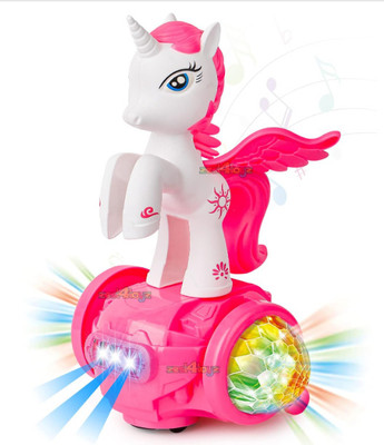 SJVJ Musical Dancing Toys for Kids 360 Degree Rotating Bump N Go Unicorn Light&Sound(Multicolor)