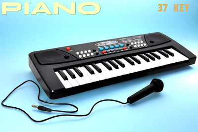 Just97 37-Key Musical Piano Keyboard with Microphone 430A1 Song Record Feaure_L663(Black)