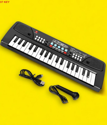 SNM97 37-Key Musical Piano Keyboard with Microphone 430A1 Song Record Feaure_B07(Black)