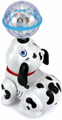 GoBaby Dancing Dog Toy for Kids Babies with Music and 3D Flashing LED Light Ball(White)