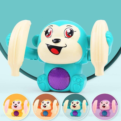 Galactic Electric 360 Degree Rotation Dancing and Spinning Rolling Doll Tumble Monkey Toy Voice Control Banana Monkey with Musical Toy with Light and Sound Effects and Sensor (Mix Colors (Multicolor, Pack of: 1)(Multicolor)