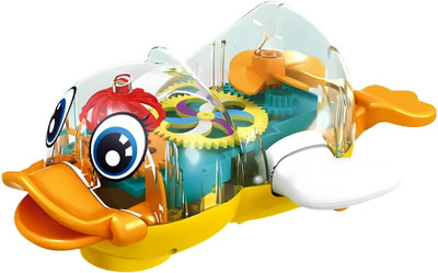 RAINBOW RIDERS Battery Operated Transparent Gear Duck Car Toy with 3D Lights Music Bump and Go(Multicolor)