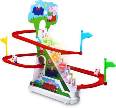 Aseenaa 3 Piggs Stair Climbing Escalator Track Toys With Lights And Music Toys For Kids(Multicolor)