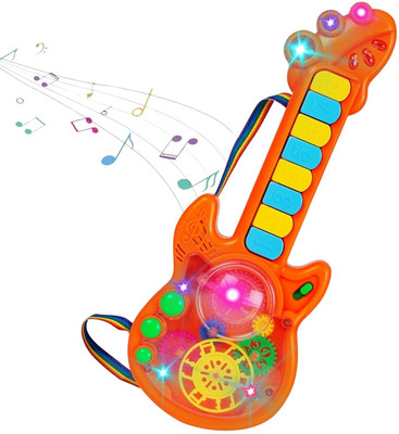 CANOSSE Musical Toy Guitar with 8 Keys, 3D Gears & Flash Light Effects Fun Toy for Kids(Multicolor)