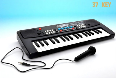Kid Kraze 37-Key Musical Piano Keyboard with Microphone 430A1 Song Record Feaure_L665(Black)