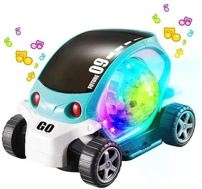 KOBBET Future 09 Musical Stunt Car Toys Rotate 360° with 4D Flashing Light & Sounds(Multicolor)