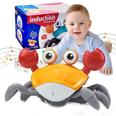 RSRetailBazar Crawling Crab Baby Toy – Musical, USB Rechargeable & Smart Walking Crab(Yellow, Red, Grey)