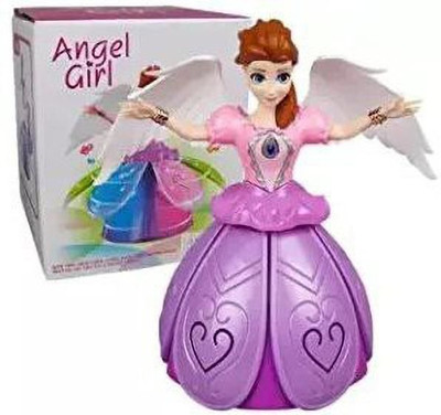 Mahi Zone Musical Angel Princess Toy Doll 360° Rotation Feature & 3D LED Lights_D329(Multicolor)