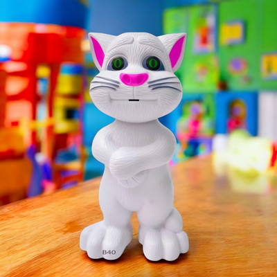 Just97 Talking Tom Cat Toy For Kids Intelligent Speaking Repeats & Music_698(White)