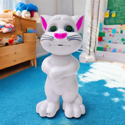 Kid Kraze Talking Tom Cat Toy For Kids Intelligent Speaking Repeats & Music_815(White)
