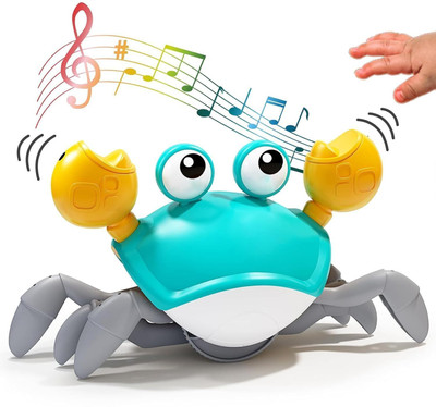 KIDOLOGY Interactive Crawling Crab Toy for Babies | LED Lights, Music & Rechargeable Fun(Green)