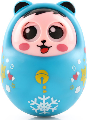 Play Nation Eye Blinking & Nodding Roly Poly Toy|Push & Shake Wobbling Soft Bell Sound Doll(Blue)