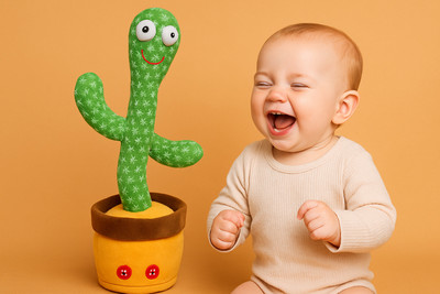 Luna Rechargeable Dancing Cactus Toy with Music, Lights & Repeat Function(Green)
