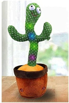 AS TRADERS Awesome Cactus Toy | LED Lights & Talking Musical Dancing Plush Cactus Toy (Mu(Green)