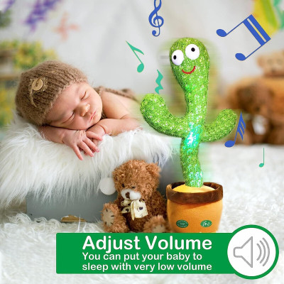 Toyvala Dancing Talking Cactus Plush Toy, Wriggle, Singing, Repeats What You Say-1094(Green, Brown)
