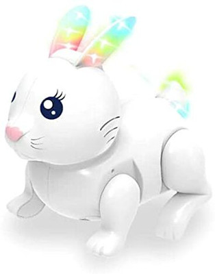 Amaflip Hopping Cute Bunny Rabbit Toy with Flashing Lights & Musical Toy (White)(White)