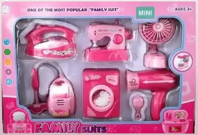 Nickspool Kitchen 6 in 1 Household appliances Play Set with Light & Sound for Kids(Pink)