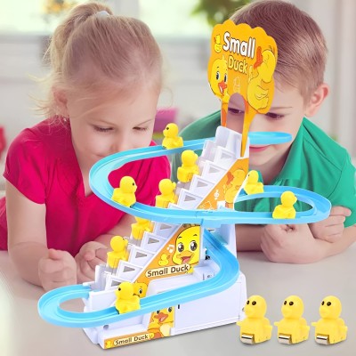 Toy Arena Little Lovely Duck Slide Escalator Toy Automatic Stair-Climbing Race Track Set(Yellow)