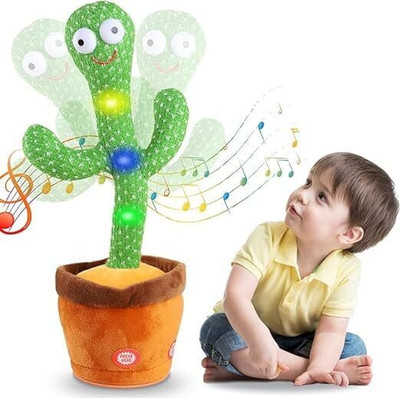 ARN TOYS Dancing Cactus Singing Plush Toy with Rechargeable Cable & Recording Function_5(Multicolor)