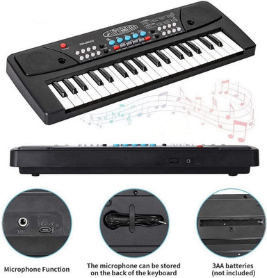 HappyBive 37-Keys Piano Toy with USB Cable, Microphone & Song Record Features for Kids|53(Black)