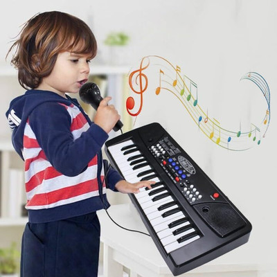 Toyporium 37-Keys Piano Toy with USB Cable, Microphone & Song Record Features for Kids|13(Black)