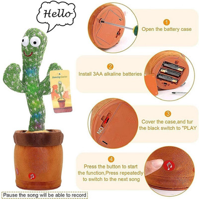 domnikyas Dancing Cactus Toy for Baby Funny Cactus Talking Toy for Baby Kids Soft Plush Talk Back Toy, Can Sing, Record and Repeats What You Say Creative Kids Educational Toy Game for Children(Green)