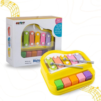 RRCollection 2 in 1 Baby Xylophone Piano Toy 5 Multicolored Key Keyboard Piano for Toddlers(Multicolor)
