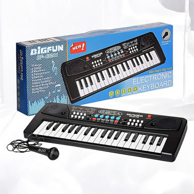 Just97 37-Key Musical Piano Keyboard with Microphone Songs Recording for Kids_P378(Black)