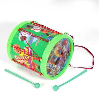 khushi enterprise Musical Drum 10 sized Hight 17.8 cm and Width 17.4 cm Weight 400 Gram(Green)