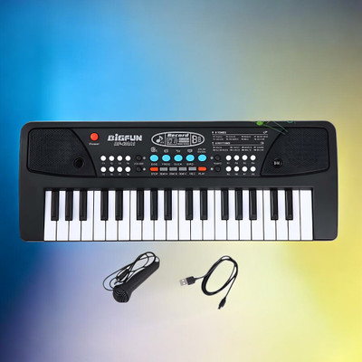 SNM97 37-Key Musical Piano Keyboard with Microphone Songs Recording for Kids_L133(Black)