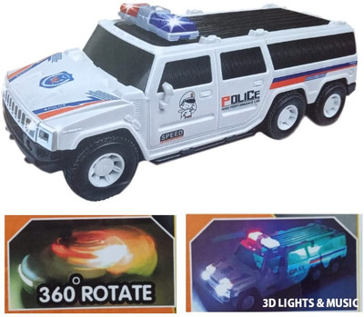 GoBaby Light & Siren Sound 360 Degree Rotating Bump and Go Action Police Car Toy(White)
