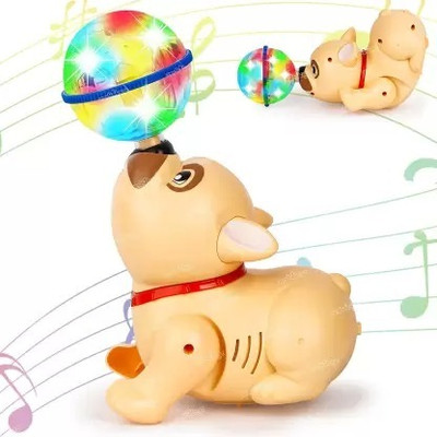 Tirth Dancing Dog Toy Music and 3D Flashing LED Light Ball Animal(Multicolor)