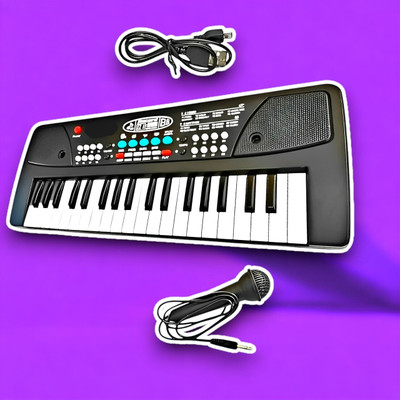 Just97 37-Key Musical Piano Keyboard with Microphone 430A1 Song Record Feaure_L47(Black)
