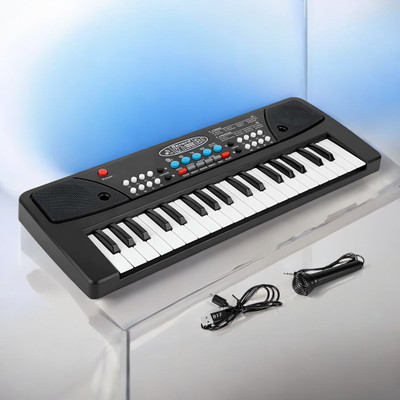 Just97 37-Key Musical Piano Keyboard with Microphone Songs Recording for Kids_B360(Black)