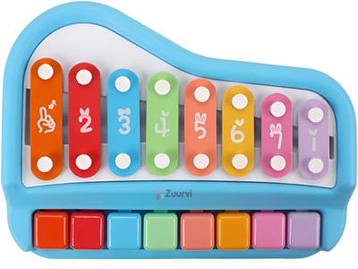 Zuurvi 2 in 1 Xylophone and Piano Toy with Colorful 8 Keys & 2 Mallets for Kids(Multicolor, Blue, Red, Yellow)