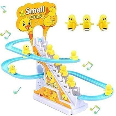 VIXON Duck Slide Toy Set, Automatic Stair-Climbing Ducklings Race Track Set(Yellow)