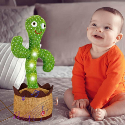 Toyvala Dancing Talking Cactus Plush Toy, Wriggle, Singing, Repeats What You Say-1086(Green, Brown)