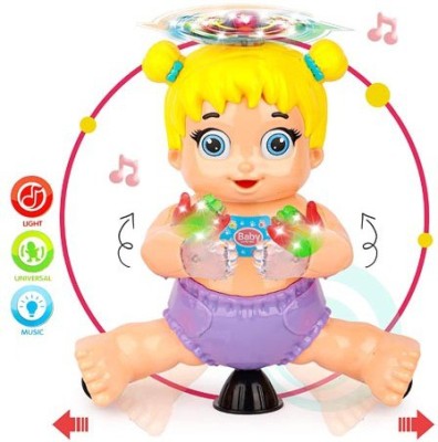 Toyvala 360 Degree Rotating Musical Dancing and Singing Doll with Bump & Go Action-B(Multicolor)