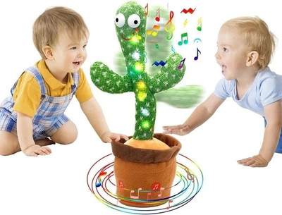 HouseOfCommon Dancing Cactus Musical Toy, Wriggle & Singing Recording Toy Repeat What You Say(Green)