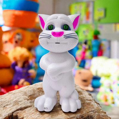 SNM97 Talking Tom Cat Toy For Kids Intelligent Speaking Repeats & Music_814(White)