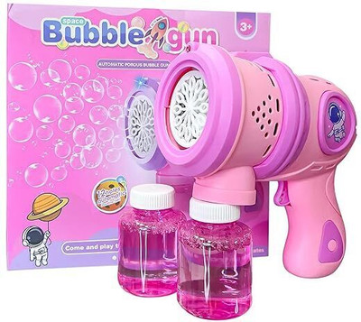 RK ENTERPRISES Rechargeable Bubble Machine with LED Lights, 2 Bubble Solution Bottles,USB Cable(Purple)