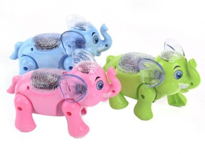 Farmer Faith Clever Elephant Light and Sound Animal Glowing Musical Toy Model Multicolor(Pink, Green)