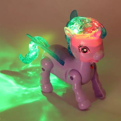 Toyvala Elfin 3D Lighting and Music Simulation Walking Unicorn Electric Toy-N(Multicolor)